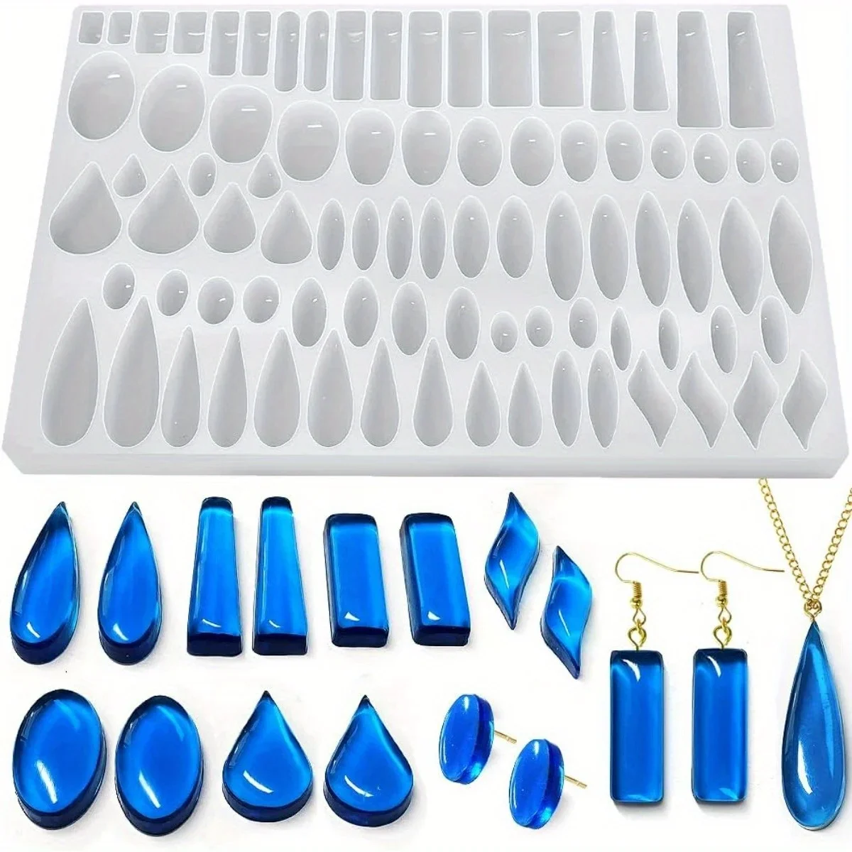 Jewelry Making Mold - Ohrstecker-Silikonform mit 41 gepaarten Formen, rechteckige
