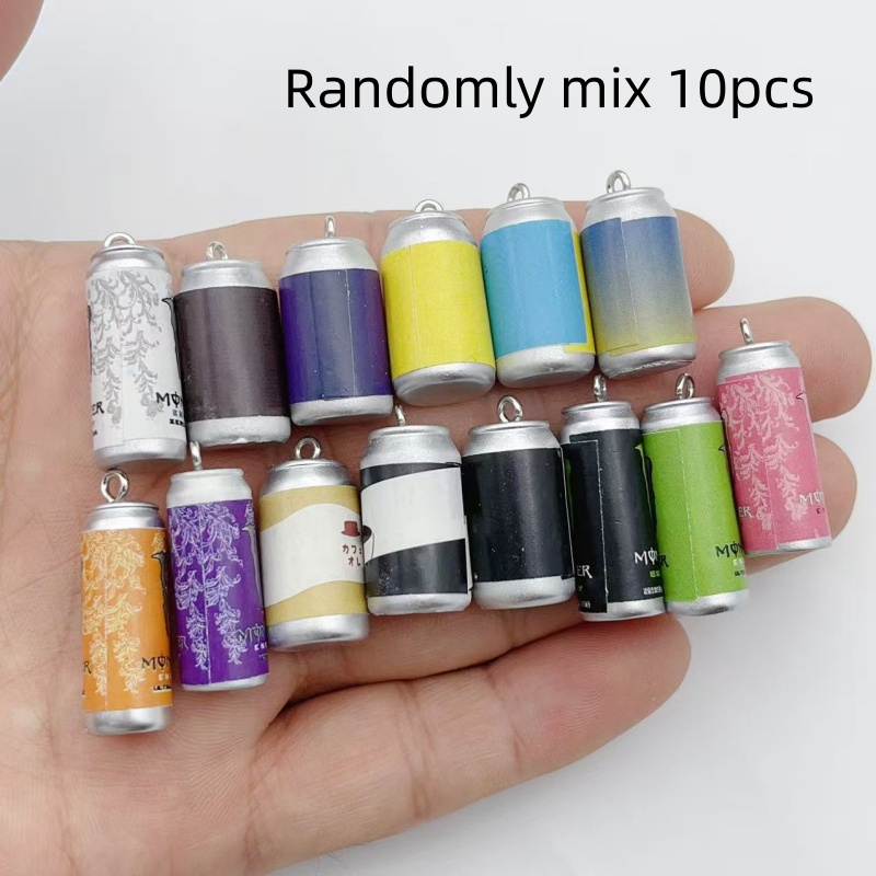 Jewelry Making Earrings - 10 Stück Mini-Simulations-Getränkedosen-Harzanhänger, bunte Nachbildungen von