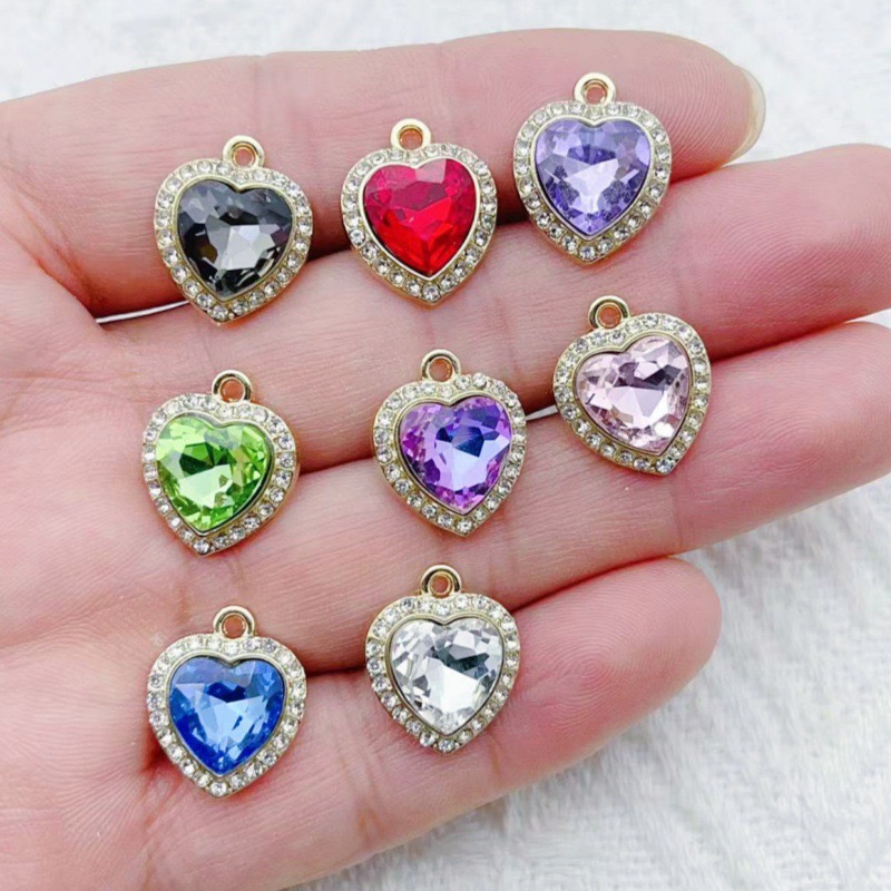 Jewelry Making Earrings - 10 Stück herzförmige, mit bunten Edelsteinen