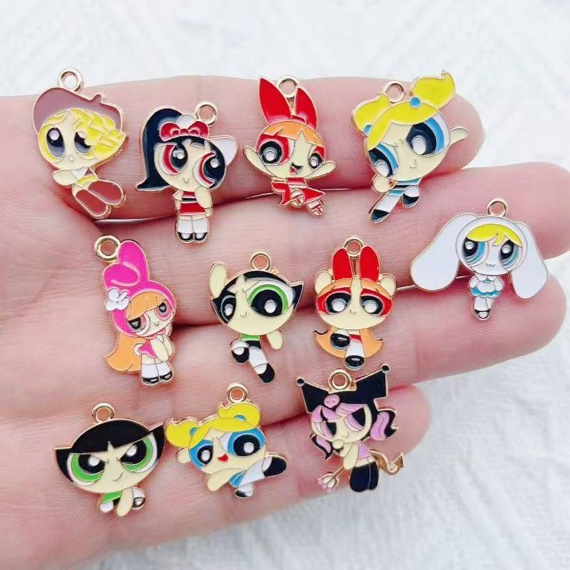 Jewelry Making Earrings - 10 Stück Legierung Öl-Tropfen-Cartoon-Mädchen-Anhänger, DIY Schmuckherstellung