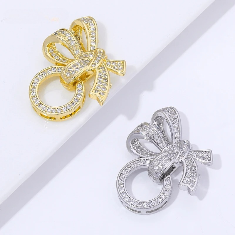 Jewelry Making Bead - 18K Vergoldete Perlenverschlüsse mit Zirkonia-Besatz, 3-Ring-Schmetterlings-Schmuckverschlüsse