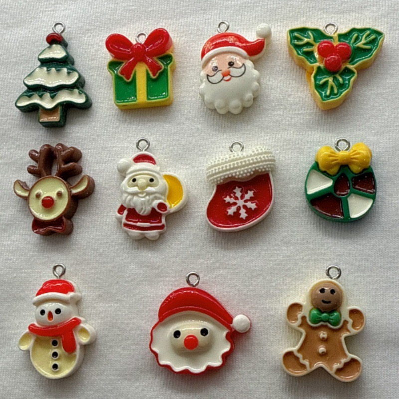 Jewelry Making Earrings - 10 Stück Weihnachts-Cartoon-Serie Harzanhänger DIY Schmuckzubehör