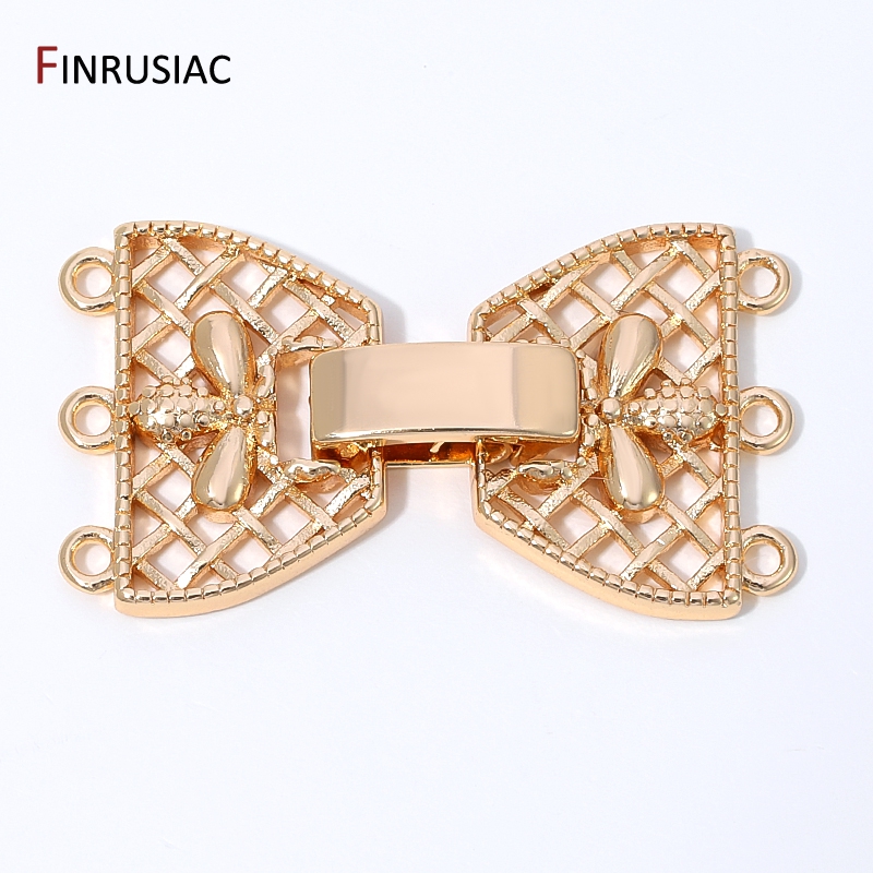 Jewelry Making Bead - 14K Vergoldeter Messing 3-Reihen-Perlenverschluss für Schmuck,