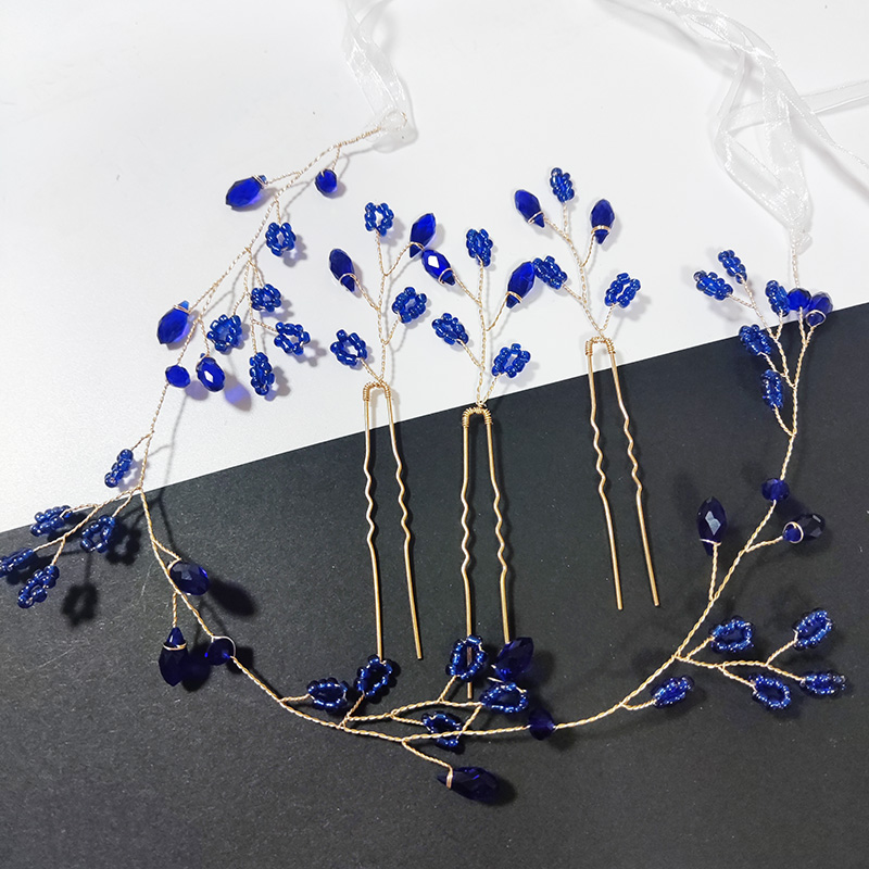 Jewelry Making Party For Adults - Haarschmuck, Kopfschmuck, Haarkamm, blaue Perlen, Haarteil,