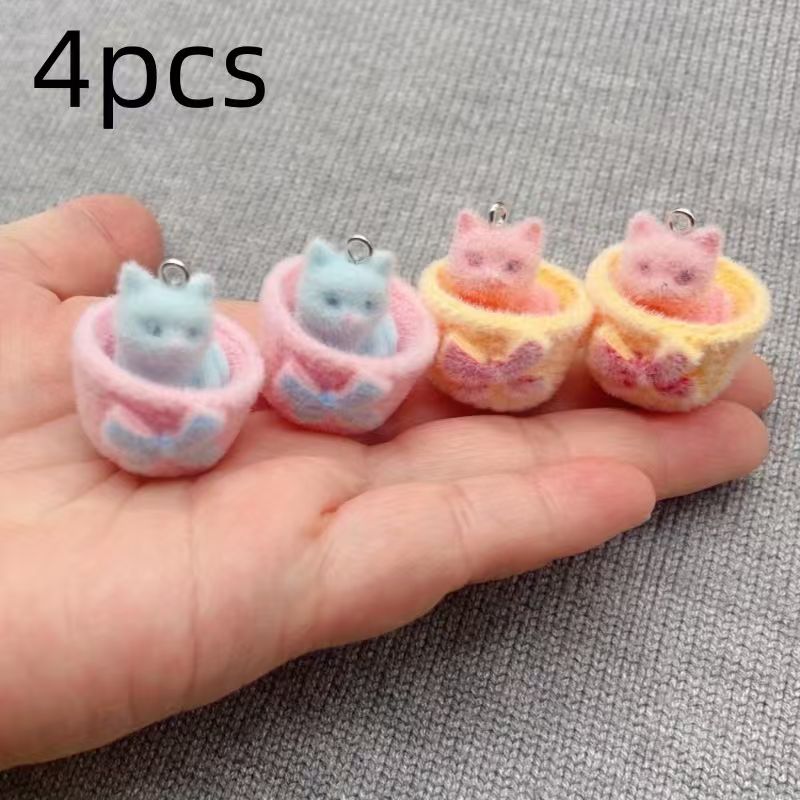 4 Stück 3D-Plüsch-Katzenanhäng – Jewelry Making Earrings Bewertung und Preis