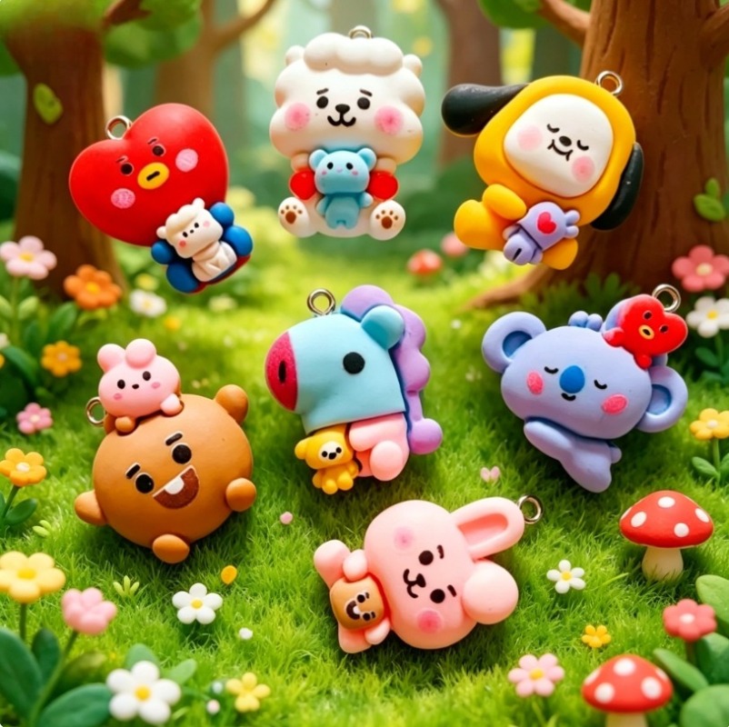 7 Stück BT21 Harz-Cartoon-Anhä – Jewelry Making Earrings Bewertung und Preis