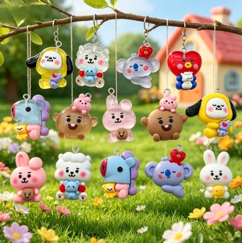 7 Stück BT21 Harz-Cartoon-Anhä – Jewelry Making Earrings Bewertung und Preis